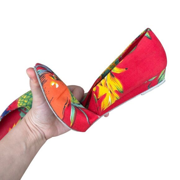 Vintage Milehigh by Diesel Tropical Red Flats Womens FLeather Sole Fruit 10 - Picture 9 of 14